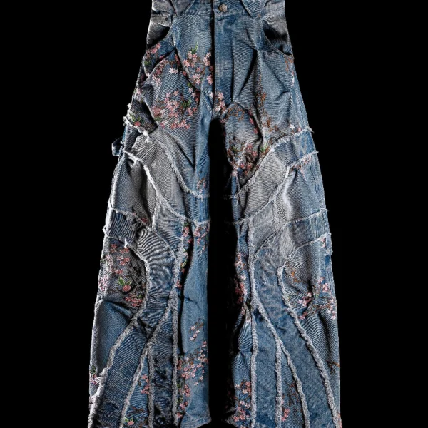 Badson Cherry Blossom Overgrowth Denim Pants 3.webp