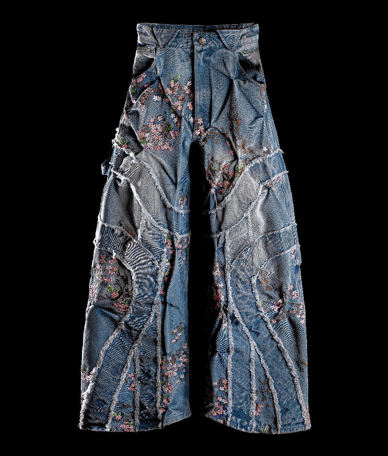 Badson Cherry Blossom Overgrowth Denim Pants 3.webp